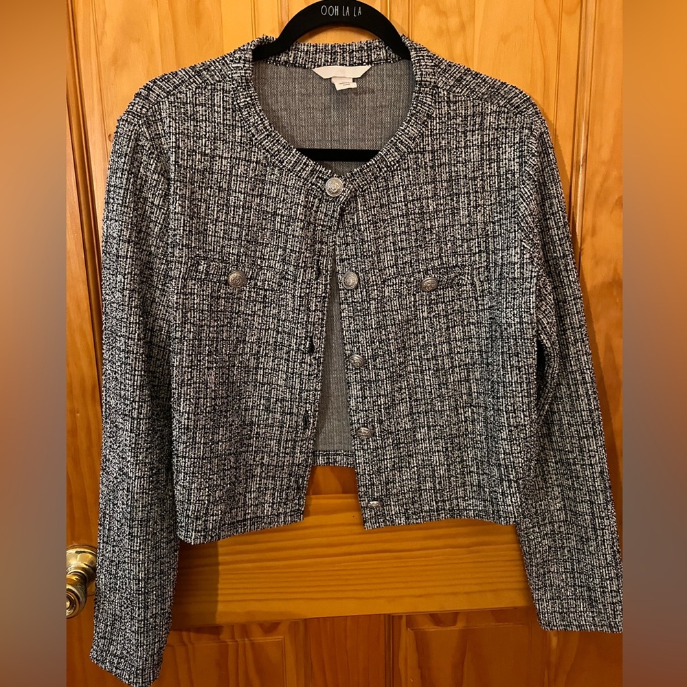 H&M cropped tweed cardigan.